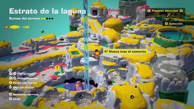 Donkey Kong Bananza - Localización en el mapa del plátano 07 en Estrato de la laguna