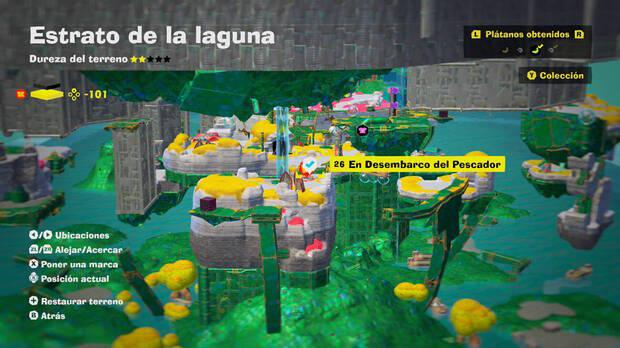 Donkey Kong Bananza - Localización en el mapa del plátano 26 en Estrato de la laguna