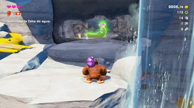 Donkey Kong Bananza - Ubicación del plátano 11 en Estrato de la laguna