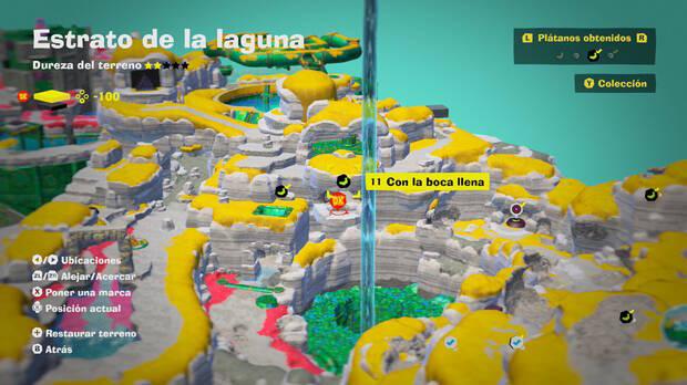 Donkey Kong Bananza - Localización en el mapa del plátano 11 en Estrato de la laguna