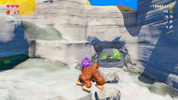Donkey Kong Bananza - Ubicación del plátano 15 en Estrato de la laguna