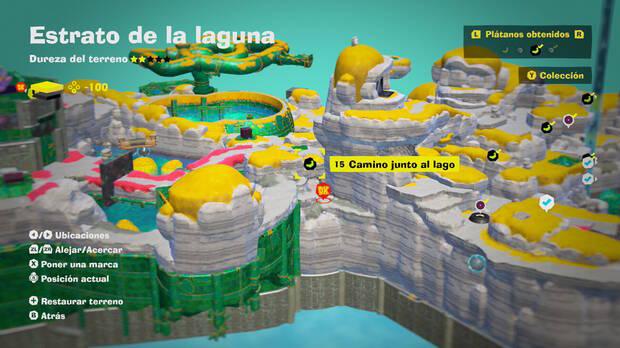 Donkey Kong Bananza - Localización en el mapa del plátano 15 en Estrato de la laguna