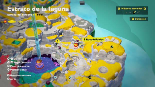 Donkey Kong Bananza - Localización en el mapa del plátano 06 en Estrato de la laguna