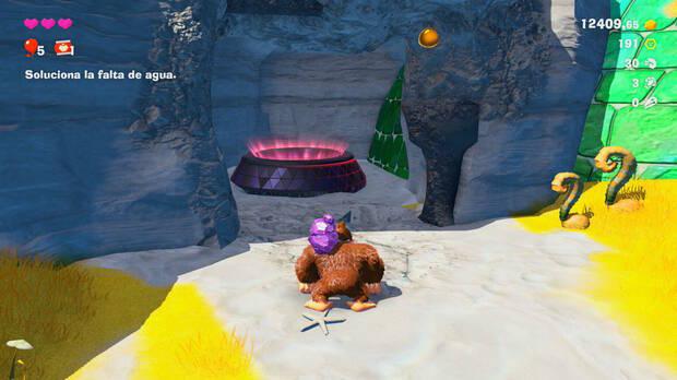 Donkey Kong Bananza - Ubicación del plátano 22 en Estrato de la laguna
