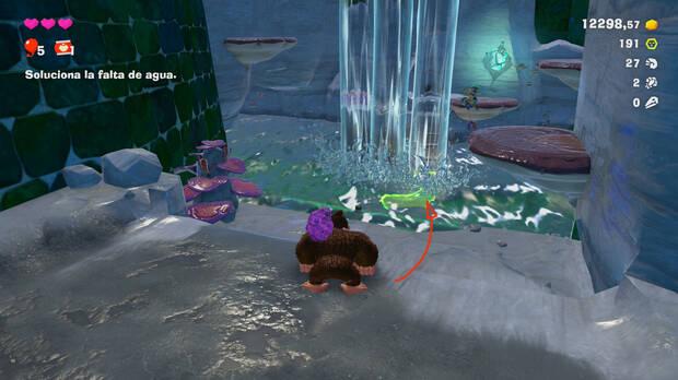 Donkey Kong Bananza - Ubicación del plátano 18 en Estrato de la laguna