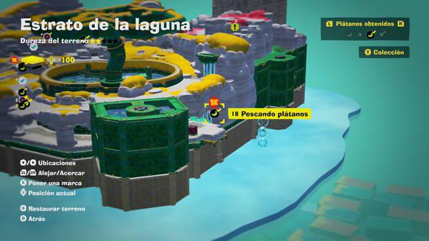 Donkey Kong Bananza - Localización en el mapa del plátano 18 en Estrato de la laguna