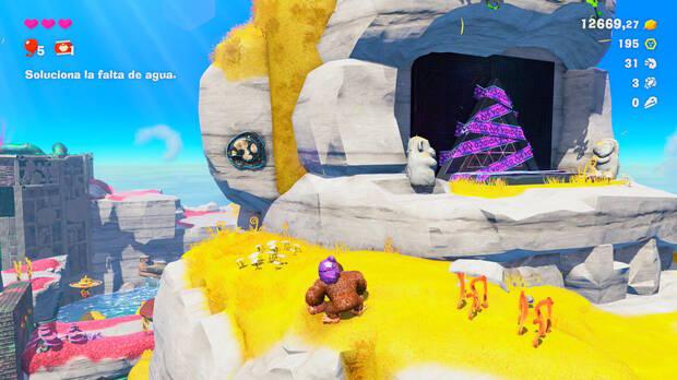 Donkey Kong Bananza - Ubicación del fósil amonites 32 en Estrato de la laguna