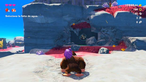 Donkey Kong Bananza - Ubicación del fósil amonites 33 en Estrato de la laguna