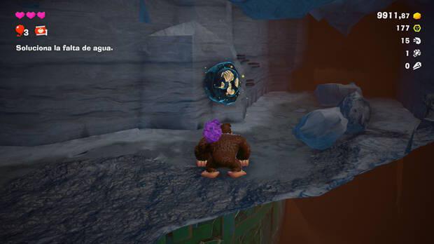 Donkey Kong Bananza - Ubicación del fósil amonites 17 en Estrato de la laguna
