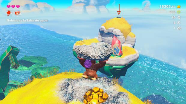 Donkey Kong Bananza - Ubicación del fósil amonites 46 en Estrato de la laguna
