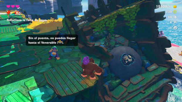 Donkey Kong Bananza - Ubicación del fósil amonites 47 en Estrato de la laguna