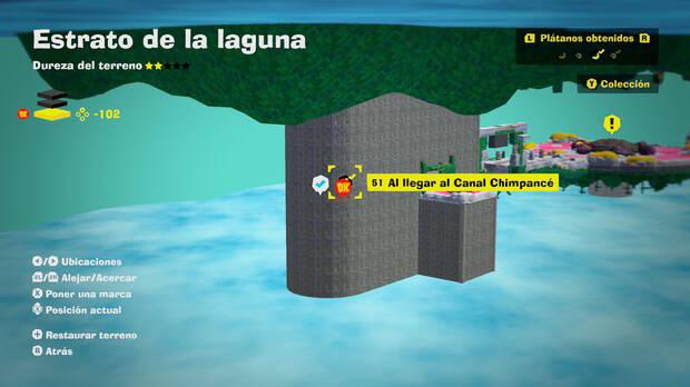 Donkey Kong Bananza - Localización en el mapa del plátano 51 en Estrato de la laguna