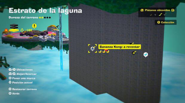 Donkey Kong Bananza - Localización en el mapa del plátano 52 en Estrato de la laguna