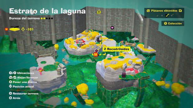 Donkey Kong Bananza - Localización en el mapa del plátano 33 en Estrato de la laguna