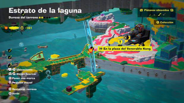 Donkey Kong Bananza - Localización en el mapa del plátano 39 en Estrato de la laguna