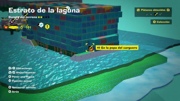 Donkey Kong Bananza - Localización en el mapa del plátano 40 en Estrato de la laguna
