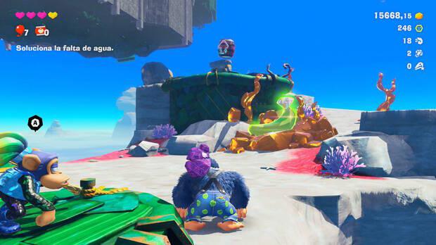 Donkey Kong Bananza - Ubicación del plátano 34 en Estrato de la laguna