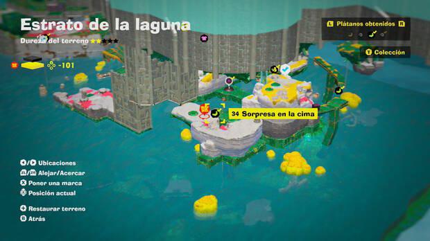 Donkey Kong Bananza - Localización en el mapa del plátano 34 en Estrato de la laguna