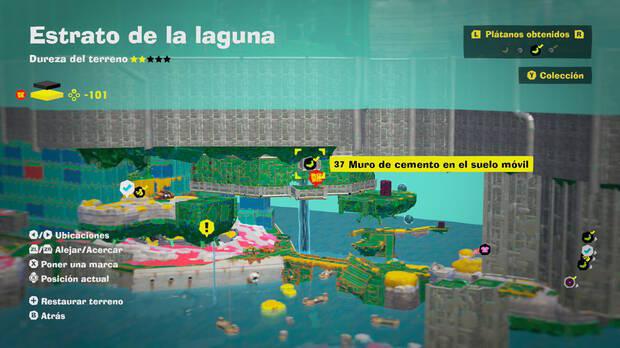 Donkey Kong Bananza - Localización en el mapa del plátano 37 en Estrato de la laguna