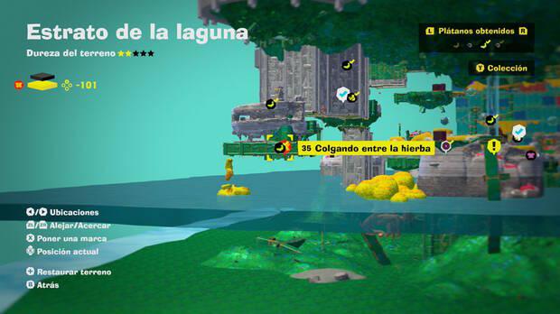 Donkey Kong Bananza - Localización en el mapa del plátano 35 en Estrato de la laguna