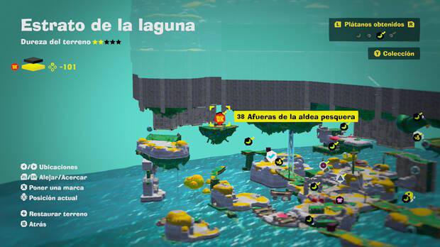 Donkey Kong Bananza - Localización en el mapa del plátano 38 en Estrato de la laguna