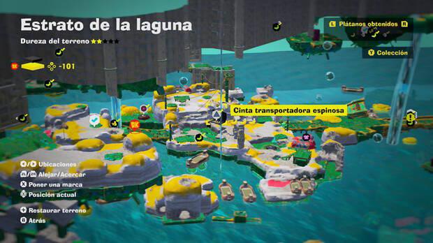 Donkey Kong Bananza - Localización en el mapa del plátano 29 en Estrato de la laguna