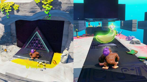 Donkey Kong Bananza - Ubicación del plátano 12 en Estrato de la laguna
