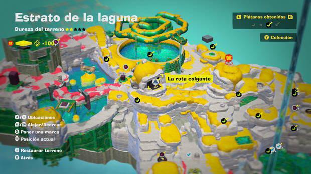 Donkey Kong Bananza - Localización en el mapa del plátano 12 en Estrato de la laguna