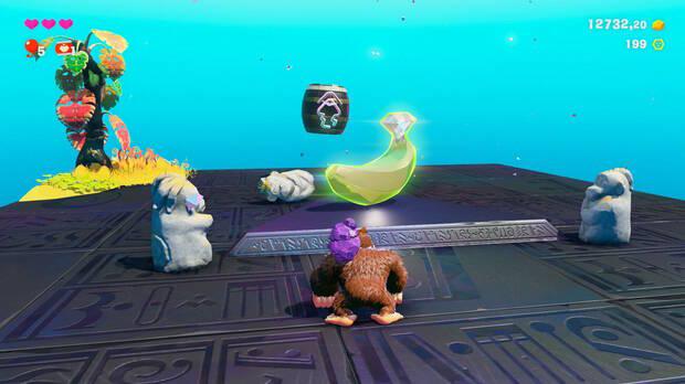 Donkey Kong Bananza - Ubicación del plátano 14 en Estrato de la laguna