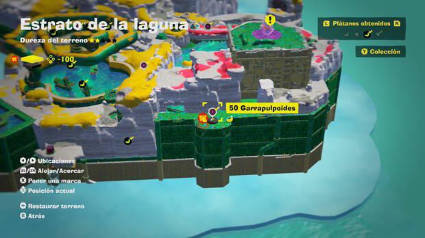 Donkey Kong Bananza - Localización en el mapa del plátano 16 en Estrato de la laguna