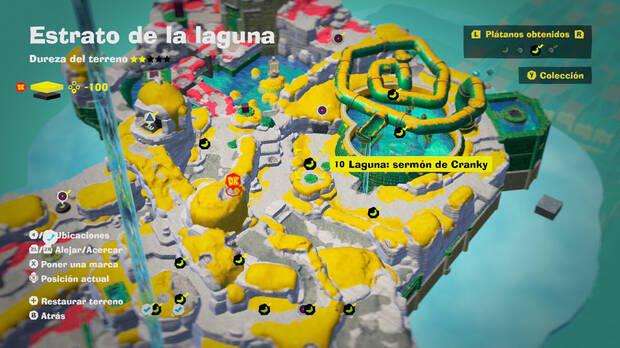 Donkey Kong Bananza - Localización en el mapa del plátano 10 en Estrato de la laguna