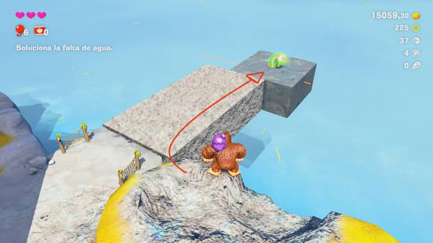 Donkey Kong Bananza - Ubicación del plátano 23 en Estrato de la laguna