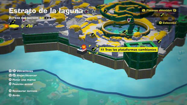 Donkey Kong Bananza - Localización en el mapa del plátano 23 en Estrato de la laguna