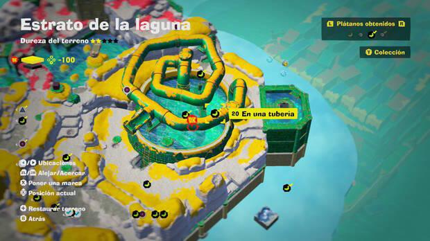 Donkey Kong Bananza - Localización en el mapa del plátano 20 en Estrato de la laguna