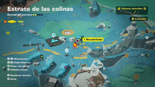 Donkey Kong Bananza - Localización en el mapa del plátano 06 en Estrato de las colinas