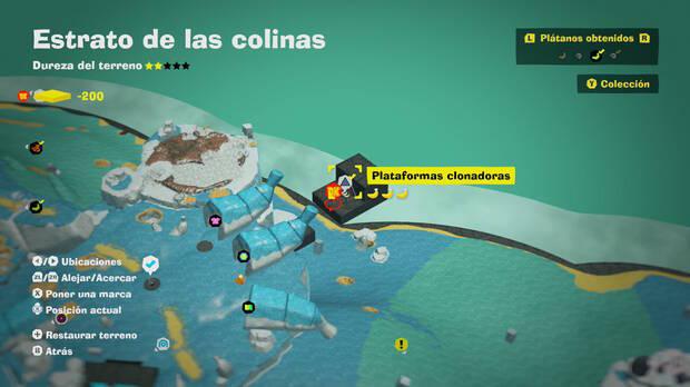 Donkey Kong Bananza - Localización en el mapa del plátano 08 en Estrato de las colinas