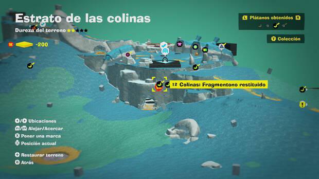 Donkey Kong Bananza - Localización en el mapa del plátano 12 en Estrato de las colinas
