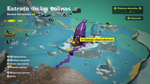 Donkey Kong Bananza - Localización en el mapa del plátano 15 en Estrato de las colinas