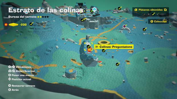 Donkey Kong Bananza - Localización en el mapa del plátano 31 en Estrato de las colinas