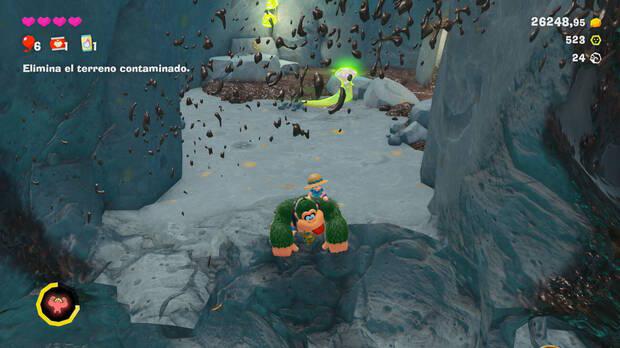 Donkey Kong Bananza - Ubicación del plátano 24 en Estrato de las colinas