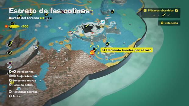 Donkey Kong Bananza - Localización en el mapa del plátano 34 en Estrato de las colinas