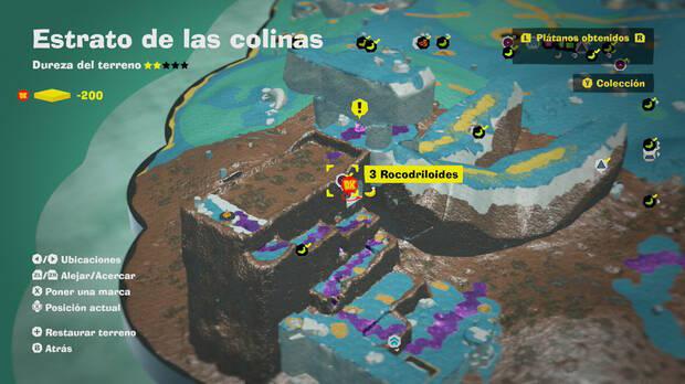 Donkey Kong Bananza - Localización en el mapa del plátano 21 en Estrato de las colinas