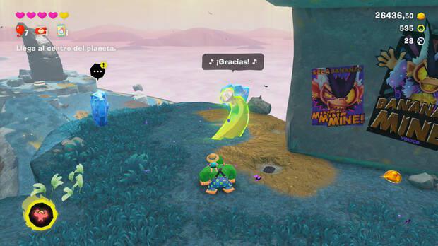 Donkey Kong Bananza - Ubicación del plátano 22 en Estrato de las colinas