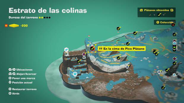 Donkey Kong Bananza - Localización en el mapa del plátano 22 en Estrato de las colinas