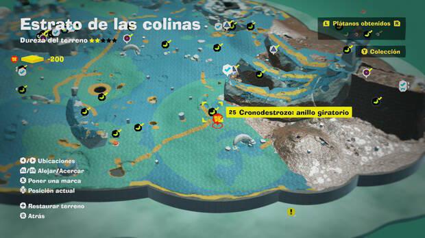 Donkey Kong Bananza - Localización en el mapa del plátano 25 en Estrato de las colinas