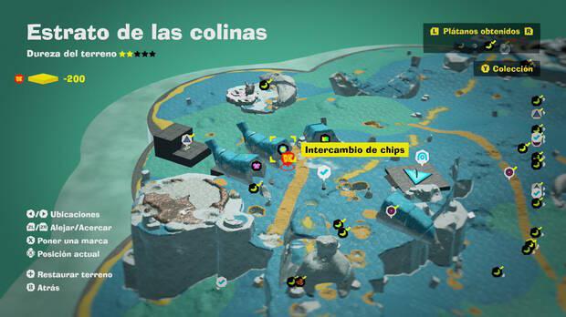 Donkey Kong Bananza - Localización en el mapa del plátano 38 en Estrato de las colinas