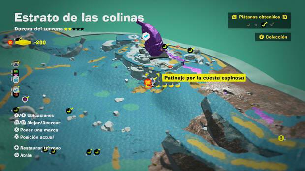 Donkey Kong Bananza - Localización en el mapa del plátano 17 en Estrato de las colinas