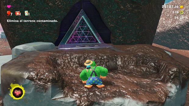 Donkey Kong Bananza - Ubicación del plátano 26 en Estrato de las colinas