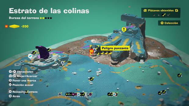 Donkey Kong Bananza - Localización en el mapa del plátano 26 en Estrato de las colinas