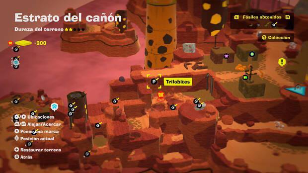 Donkey Kong Bananza - Localización en el mapa del fósil Trilobites 01 en Estrato del cañón
